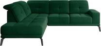 Kampinė sofa Theodore Nube 35, tamsiai žalia sp., kairinė, 200 x 275 cm x 98 cm