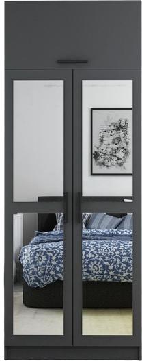 Spinta Kalune Design Kale 2224, antracito sp., 90 cm x 52 cm x 255 cm, su veidrodžiu