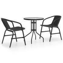 Lauko baldų komplektas VLX Steel, juoda sp., 2 vietų