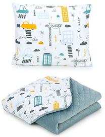 Bērnu gultas veļas komplekts MamoTato Baby Blanket And Pillow, balta krās./dzeltena krās./pelēka krās.