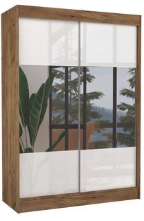 Шкаф ADRK Tamos 150, прозрачный цв./коричневый цв./белый цв., 61 см x 150 см x 215 см, с зеркалом