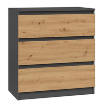 Komoda Malwa M3, antracito sp./ąžuolo sp., 77 cm x 70 cm x 40 cm