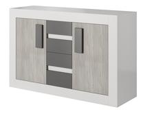 Komoda Idzczak Meble 4S2D, balta sp./pilka sp., 97 cm x 50 cm x 145 cm