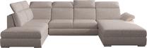 Kampinė sofa Evanell Arte80A, šviesiai ruda sp., kairinė, 216 x 330 cm x 102 cm