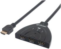 Vads Manhattan HDMI x 3, HDMI, 0.7 m, melna krās.