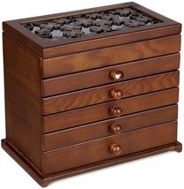 Lādīte Songmics Jewelry Box, brūna krās., 19.5 x 31.5 x 26.5 cm