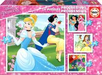 Dėlionė 4in1 Educa Disney Princess 460207, 16 cm x 16 cm, 73 vnt., įvairių spalvų