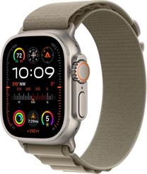 Viedais pulkstenis Apple Watch Ultra 2 GPS + Cellular, 49mm Titanium Olive Alpine Loop - Large LT, titāna krās.