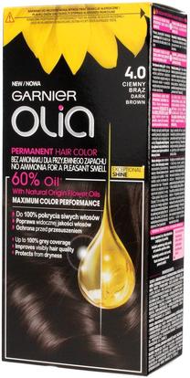 Matu krāsa Garnier Olia, tumši brūna krās., 4.0, 60 ml