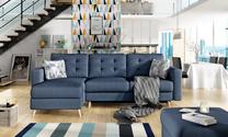 Kampinė sofa Asgard U Omega 91, Zigzag 60, mėlyna sp., 202 x 326 cm x 93 cm