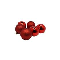 Eglutės žaisliukų rinkinys Christmas Touch N3/6006AY, raudona sp., 6 cm, plastikas, 6 vnt.