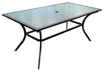 Lauko stalas Besk, skaidri sp./juoda sp., 166 cm x 96 cm