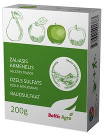 Geležies sulfatas, žaliasis akmenėlis gėlėms, vaismedžiams, dekoratyviniams augalams Baltic Agro, birios, 0.2 kg