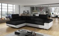 Kampinė sofa Anton Sawana 14, Soft 17, balta sp./juoda sp., kairinė, 202 x 275 cm x 90 cm
