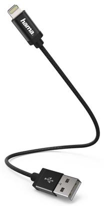 Kabelis Hama USB - Lightning USB, Lightning, 0.2 m, melna krās.