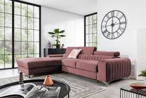 Kampinė sofa Grayson Velvetmat 24, rožinė sp., kairinė, 205 x 278 cm x 92 cm