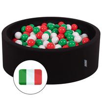 Baseinas su kamuoliukais KiddyMoon Foam Ball Pit Round 200 Balls, 90 cm x 90 cm, 200 vnt, balta sp./juoda sp.