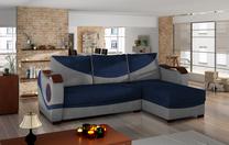 Kampinė sofa Puerto Kronos 09, Paros 05, pilka sp./tamsiai mėlyna sp., 140 x 235 cm x 90 cm