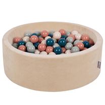 Бассейн с шариками KiddyMoon Velvet ball pit Round 300 Balls, 90 см x 90 см, 300 шт, желтый цв.
