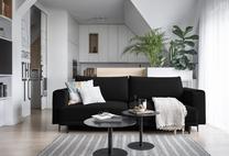 Sofa Dalia Velvetmat 10, juoda sp., 95 x 260 cm x 90 cm
