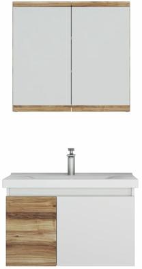 Vannas istabas mēbeļu komplekts Kalune Design Abra, balts krās./pinia krās., 46 cm x 80 cm x 52 cm