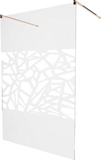 Dušo sienelė Mexen Kioto Walk-In, 100 cm x 200 cm, balta sp./rausvojo aukso sp./grūdintas