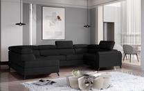 Kampinė sofa Escada Sawana 14, juoda sp., kairinė, 200 x 330 cm x 98 cm