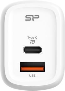 Telefona lādētājs Silicon Power QM25, USB/USB-C, balta krās., 30 W
