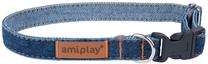 Kaklasiksna suņiem Amiplay Denim, zilimelns krās., 200 - 350 mm x 10 mm, 20-35