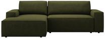 Kampinė sofa - lova Micadoni Jodie Boucle, alyvuogių žalia sp., kairinė, 246 x 151 cm x 86 cm