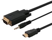 Провод Savio HDMI - D-Sub (VGA) + Jack 3.5mm SAVKABELCL-104 HDMI, VGA / 3.5 mm, 1.8 м, черный цв.