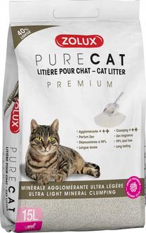 Kaķu smiltis Zolux Purecat Premium, organiskās (cementējošās), 15 l