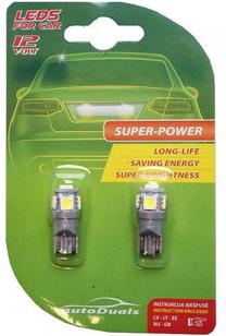 Auto spuldze AutoDuals, led, balta krās., 12 V