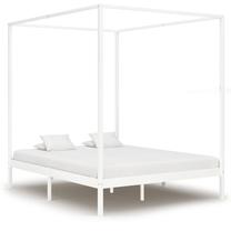Lova dvigulė VLX Solid Pine Wood 283266, 160 x 200 cm, balta sp., be čiužinio, su grotelėmis