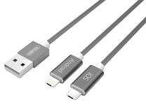 Telefono įkroviklis Unitek, Micro USB/USB 2.0 Type A/Apple Lightning, pilka sp.