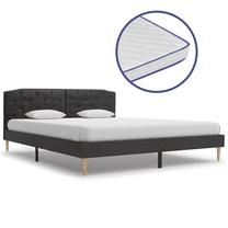 Lova dvigulė VLX Fabric 277297, 160 x 200 cm, juoda sp., su čiužiniu, su grotelėmis