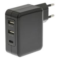 Telefono įkroviklis Sweex, USB Type C/USB/AC/DC, juoda sp.