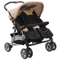 Sportinis vežimėlis VLX Baby Twin Stroller, ruda sp./juoda sp.