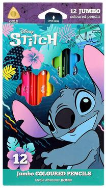 Piešimo pieštukų rinkinys Stitch Blue JUMBO, 12 vnt.