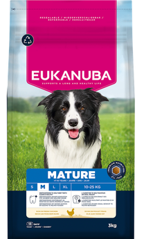 Sausā suņu barība Eukanuba Mature Medium, vistas gaļa, 3 kg