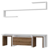 Svetainės baldų komplektas Kalune Design Ege, vidaus, balta sp./riešuto sp.