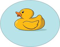 Vonios grindų kilimėlis Foutastic Canard 359CHL4868, mėlyna sp./geltona sp., 160 cm x 160 cm, Ø 160 cm