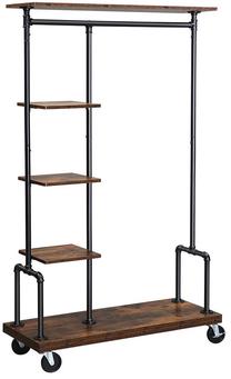 Drabužių kabykla Songmics Industrial, 174.5 cm, juoda sp./tamsiai ruda sp.
