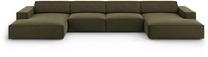 Sofa Micadoni Home Jodie Velvet Panoramic 6 Seats, žalia sp., 364 x 166 cm x 70 cm