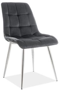 Valgomojo kėdė Chic Velvet, pilka sp./chromo sp., 50 cm x 43 cm x 88 cm