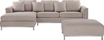 Kampinė sofa, su pufu Beliani Oslo, smėlio sp., kairinė, 270 x 151 cm x 64 cm