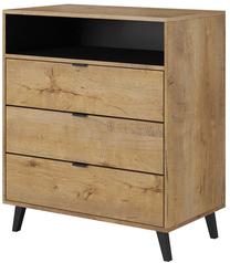 Komoda Nest KM-2, ąžuolo/juoda, 80 cm x 45 cm x 80 cm