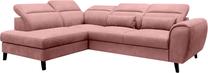 Kampinė sofa Noble Nube 24, rožinė sp., kairinė, 201 x 255 cm x 100 cm