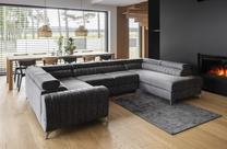 Kampinė sofa Louis Marte 10, juoda sp., dešininė, 202 x 347 cm x 92 cm