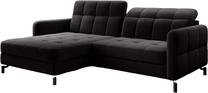 Kampinė sofa Lorelle Mat Velvet 99, juoda sp., kairinė, 160 x 225 cm x 105 cm